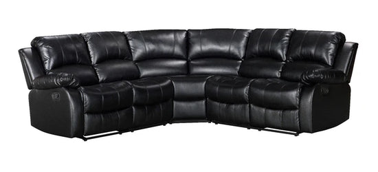 Faux Leather Black 2C2 Manual Recliner Corner Sofa SETTEE