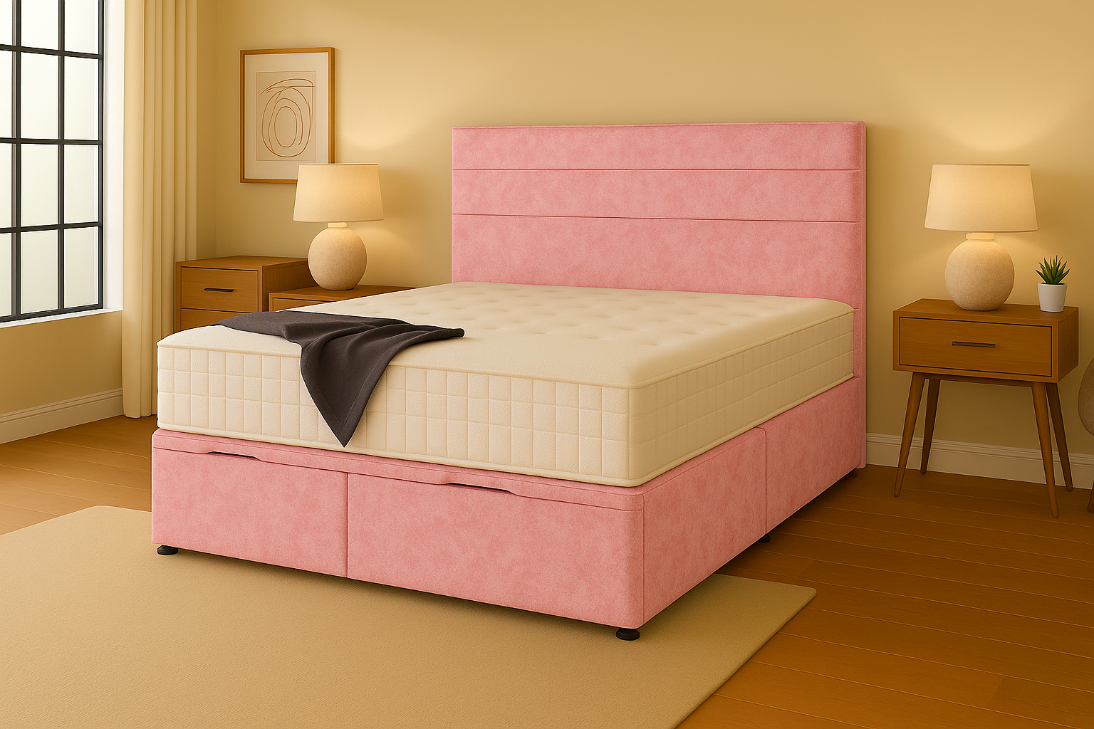 pink crushed velvet bed