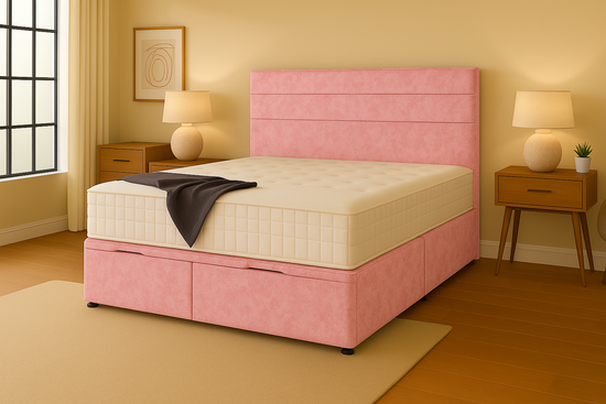 pink crushed velvet bed