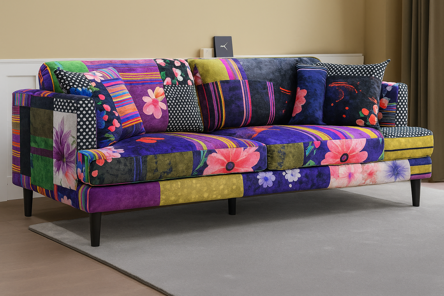 Patchwork Fabric 3 Seater Sofa VENEZIA