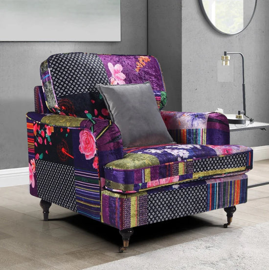 Patchwork Fabric 1 Seater Bella Sofa ASBURY
