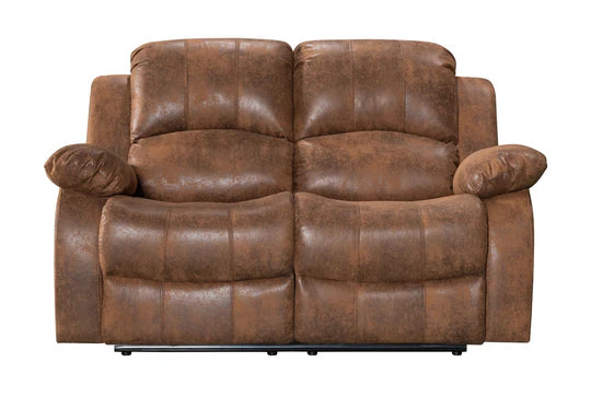 Faux Leather Suede Brown 2 Seater Manual Recliner Sofa SETTEE