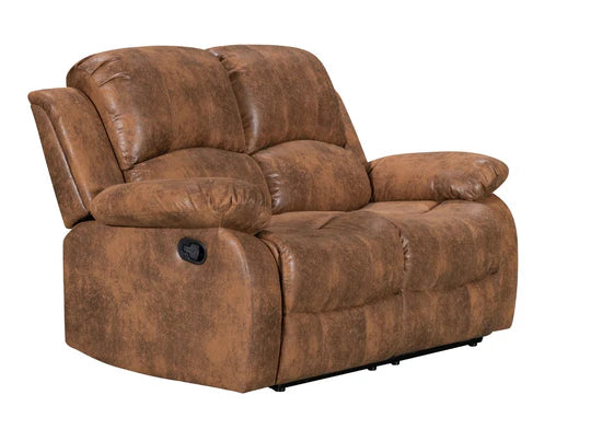 Faux Leather Suede Brown 2 Seater Manual Recliner Sofa SETTEE