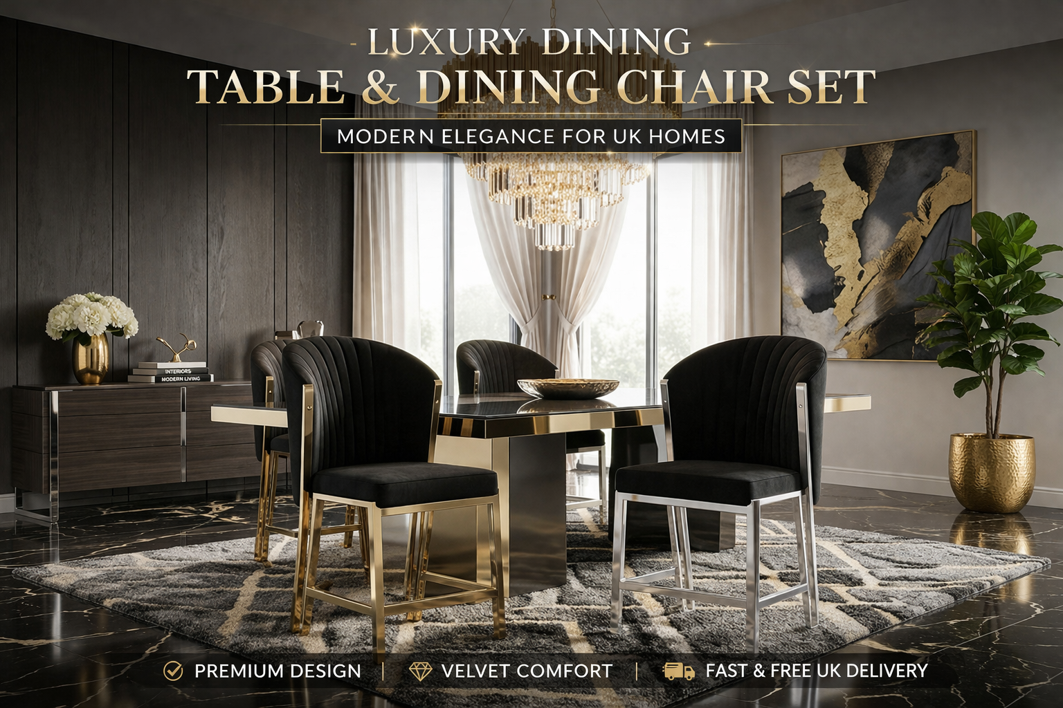 Dream Looms Redefined Luxury Dining Table and Dining Chairs