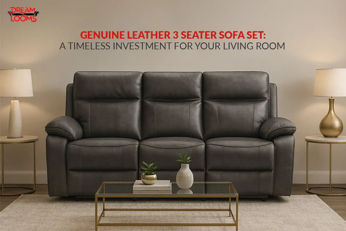 genuine leather 3 seater sofa set