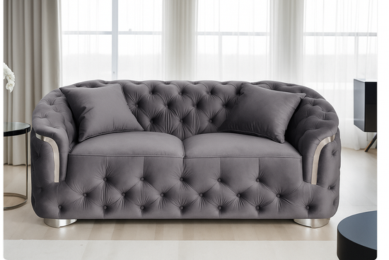 Velvet Dark Grey 2 Seater Sofa PRATO