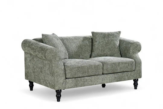 Sage Green Chenille Fabric 2 Seater Sofa DIMORA