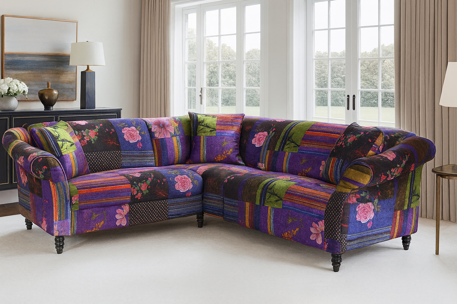 Fabric Patchwork 2c2 Seater Corner Sofa AVICI GRIDA