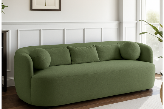 Teddy Boucle Fabric Sage Green 3 Seater Sofa PATRIMONIO
