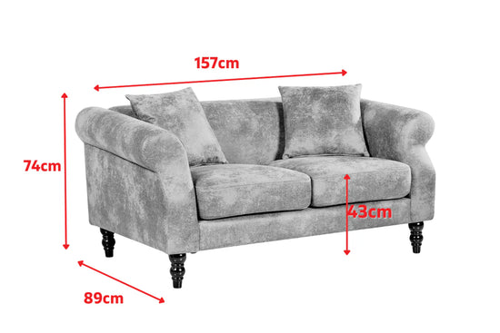 Faux Leather Suede Brown 2 Seater Sofa DIMORA