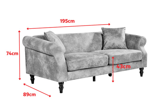 Faux Leather Suede Brown 3 Seater Sofa DIMORA