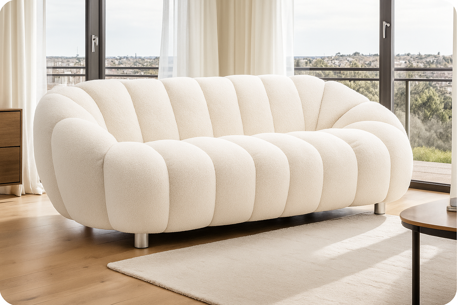 Teddy Boucle White 3 Seater Sofa CANAPÉ
