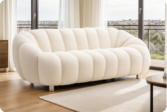 Teddy Boucle White 3 Seater Sofa CANAPÉ