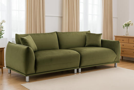 Velvet Sage Green 3 Seater Sofa ARTE