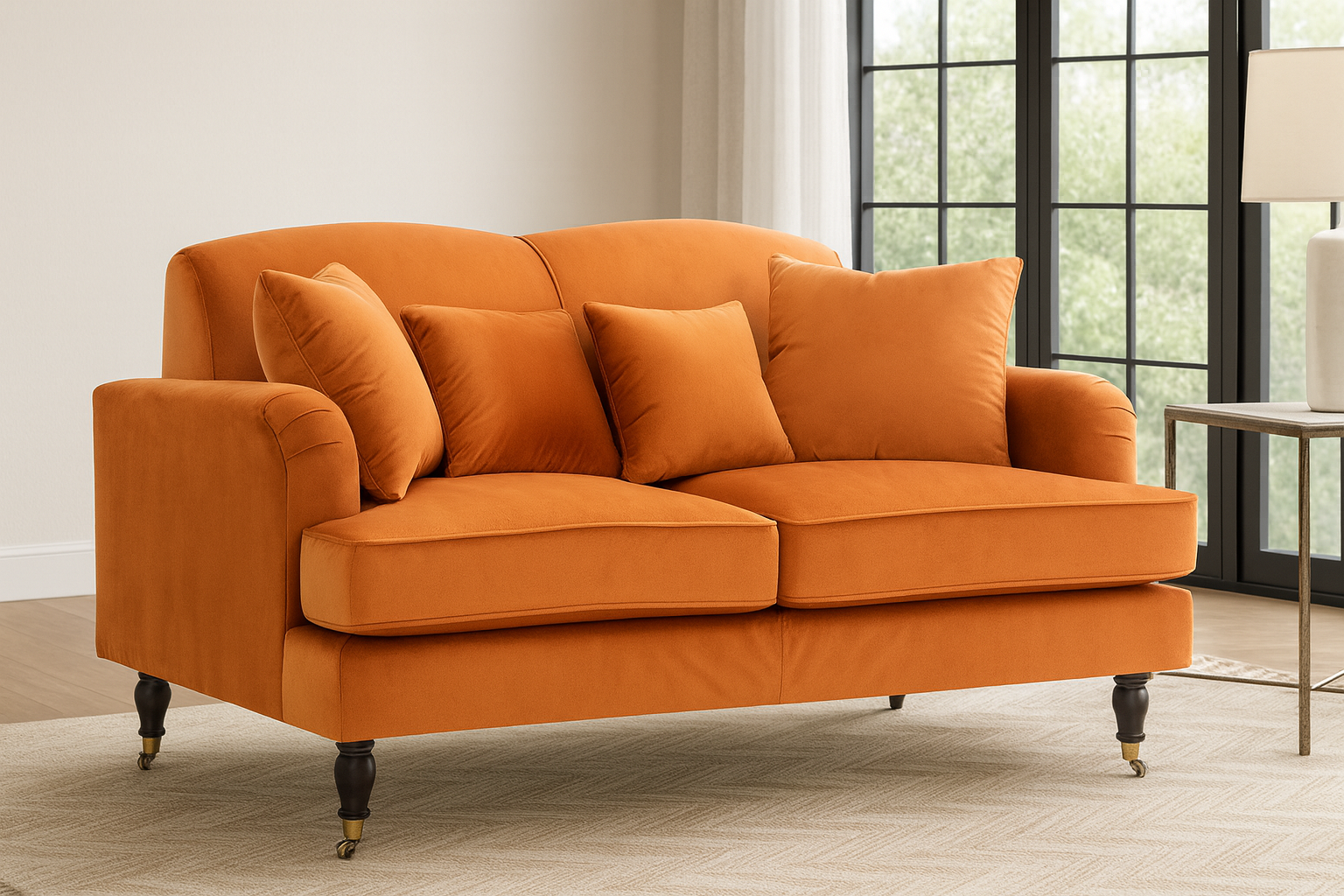 Velvet Orange 2 Seater Sofa TRADIZIONE