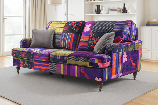 Patchwork Fabric 3 Seater Bella Sofa  ASBURY