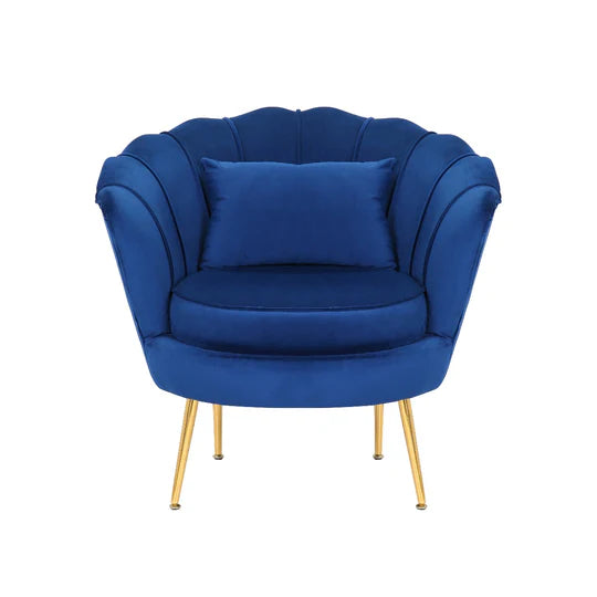 Velvet Blue 1 Seater Accent Sofa MARGHERITA