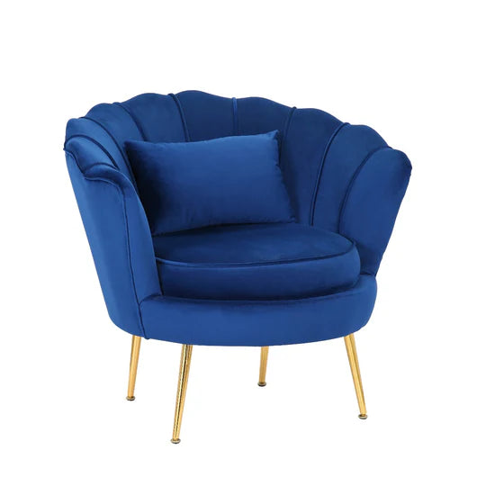 Velvet Blue 1 Seater Accent Sofa MARGHERITA