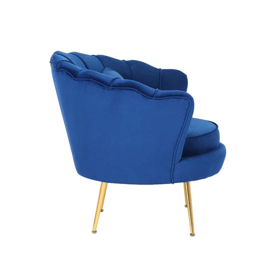 Velvet Blue 1 Seater Accent Sofa MARGHERITA