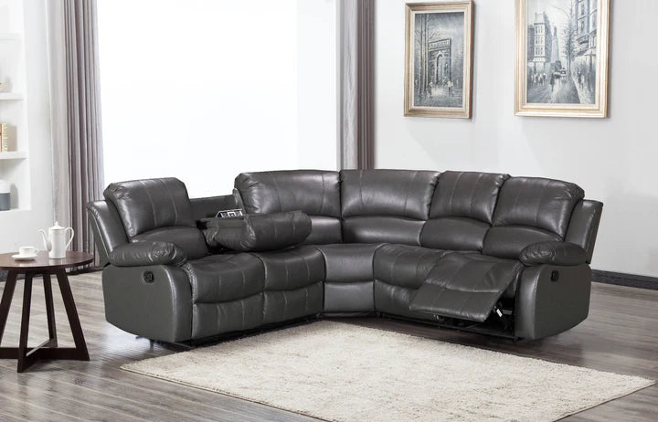 Faux Leather Grey 2C2 Manual Recliner Corner Sofa SETTEE
