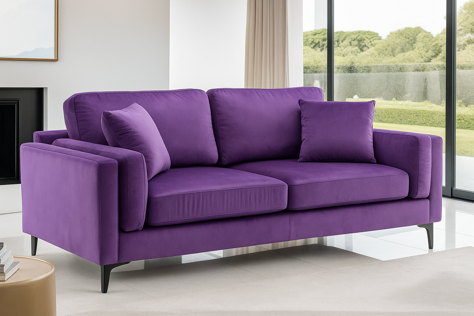 Velvet Purple 3 Seater Sofa QUARTIERE