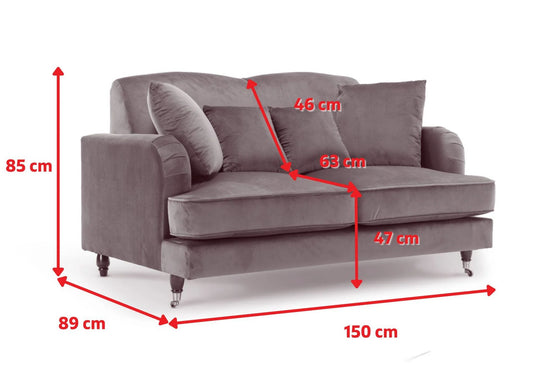 Velvet Navy Blue 2 Seater Sofa STILE