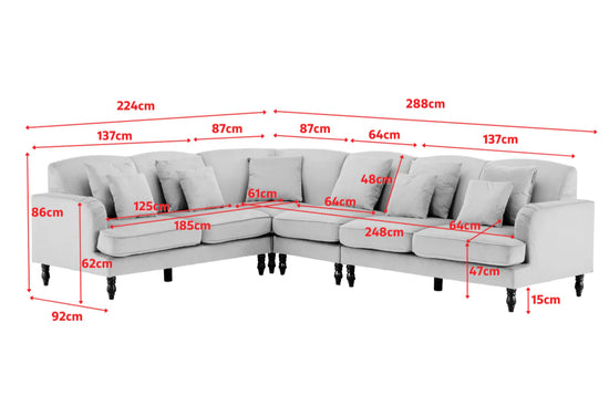 Velvet Gold Modular Corner Sofa 2C3/3C2 TRADIZIONE