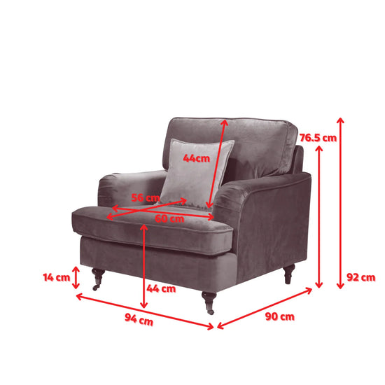 Velvet Navy Blue 1 Seater Bella Sofa ASBURY