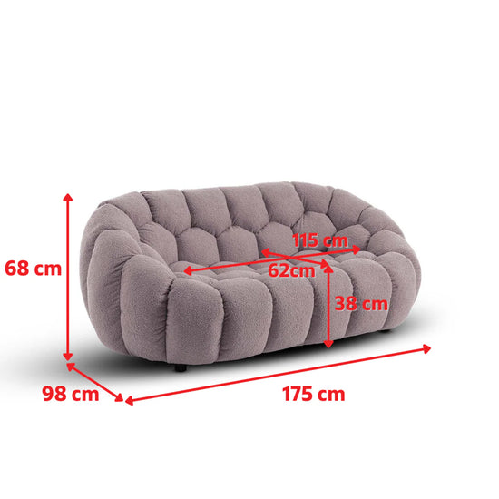 Teddy Boucle Fabric White 2 + 1 Seater Sofa Set DIVANO LETTO