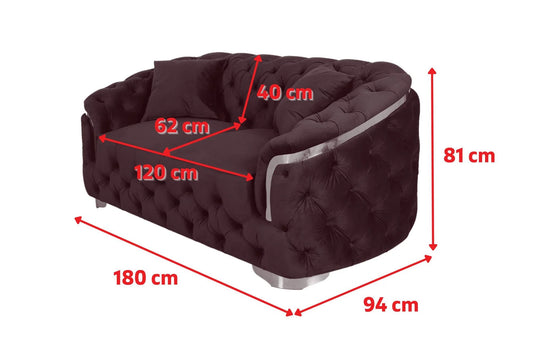 Velvet Dark Grey 2 Seater Sofa PRATO
