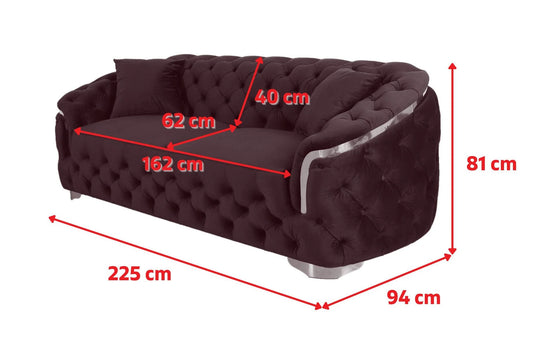 Velvet Emerald Green 3 Seater Sofa PRATO