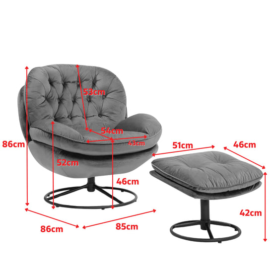 Faux Leather Suede Brown Azura Swivel Accent Chair with Footstool