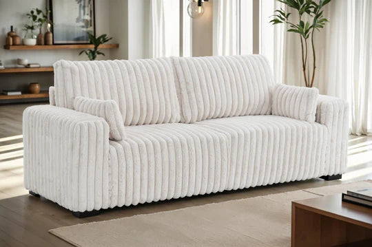Beige Jumbo Cord 3 Seater Sofa DIMORA