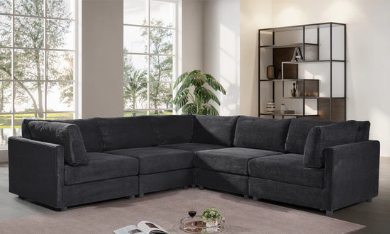 Black Jumbo Cord Sofa Corner 2C2 Modular TOSCANA