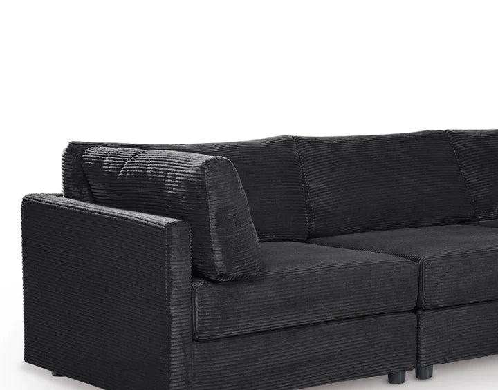 Black Jumbo Cord Sofa Corner 2C2 Modular TOSCANA