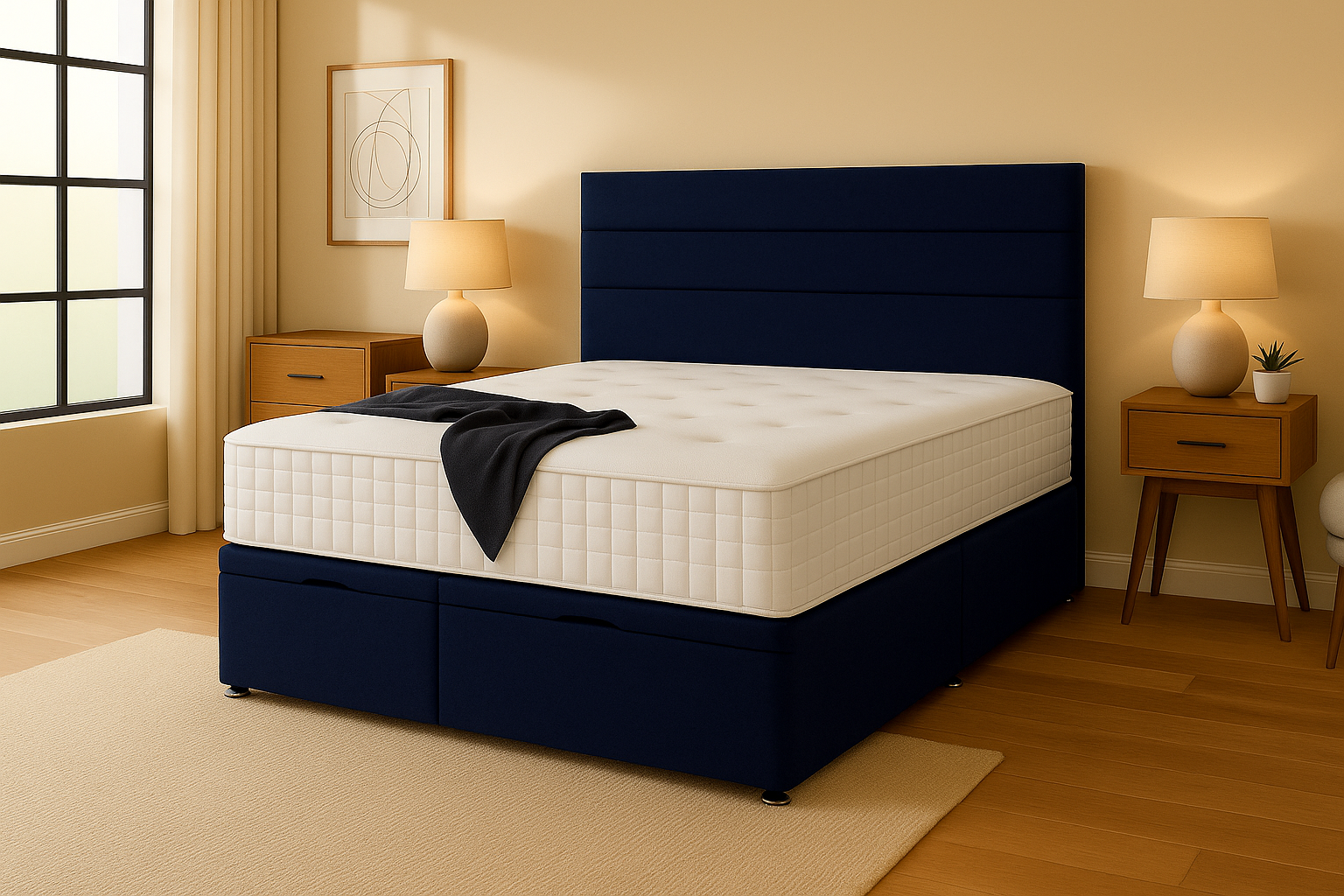 blue plush bed