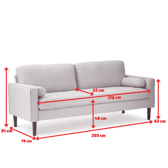 Faux Leather Suede Grey 3 Seater Sofa ACCESSO