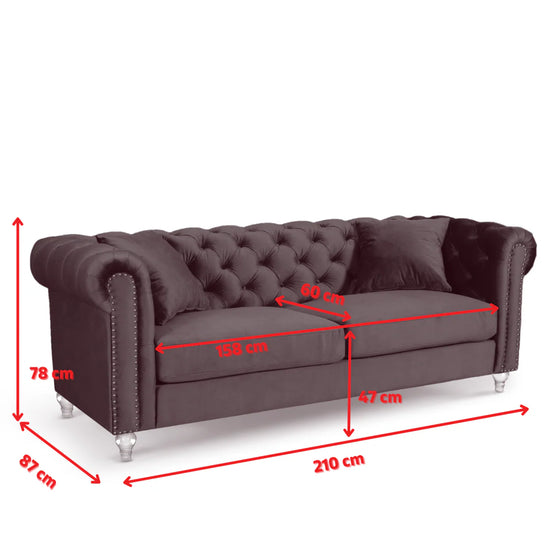 Velvet Gold 3 Seater Chesterfield Sofa With Acrylic Feet MODERNO
