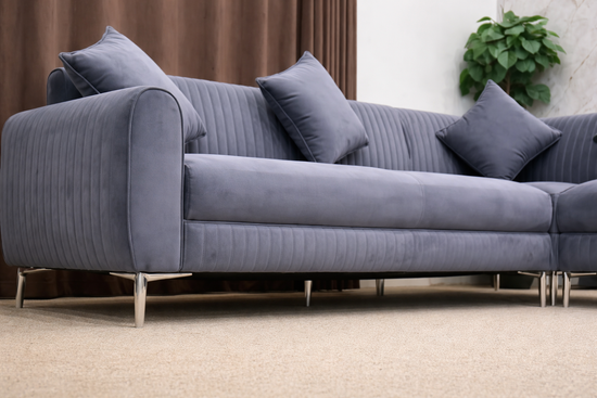 Blue velvet corner sofa 2C2 ELEGANZA
