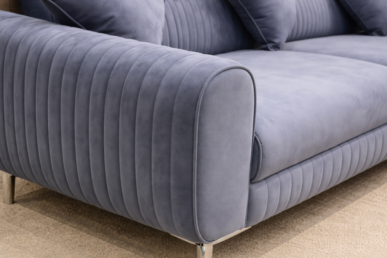 Blue velvet corner sofa 2C2 ELEGANZA