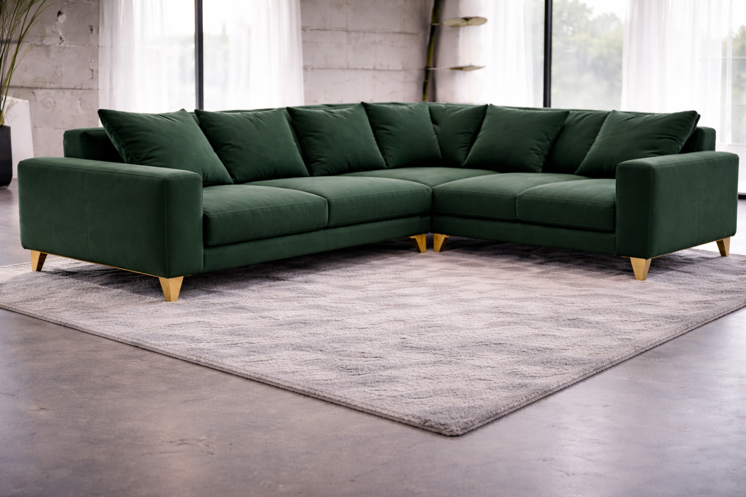 Green Velvet corner sofa ELEGANZA