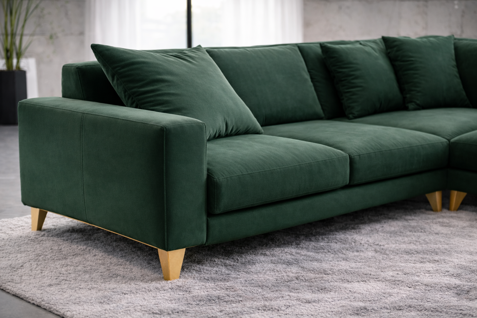 Green Velvet corner sofa ELEGANZA