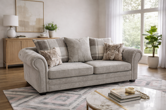 Grey 3 Seater Baron Sofa