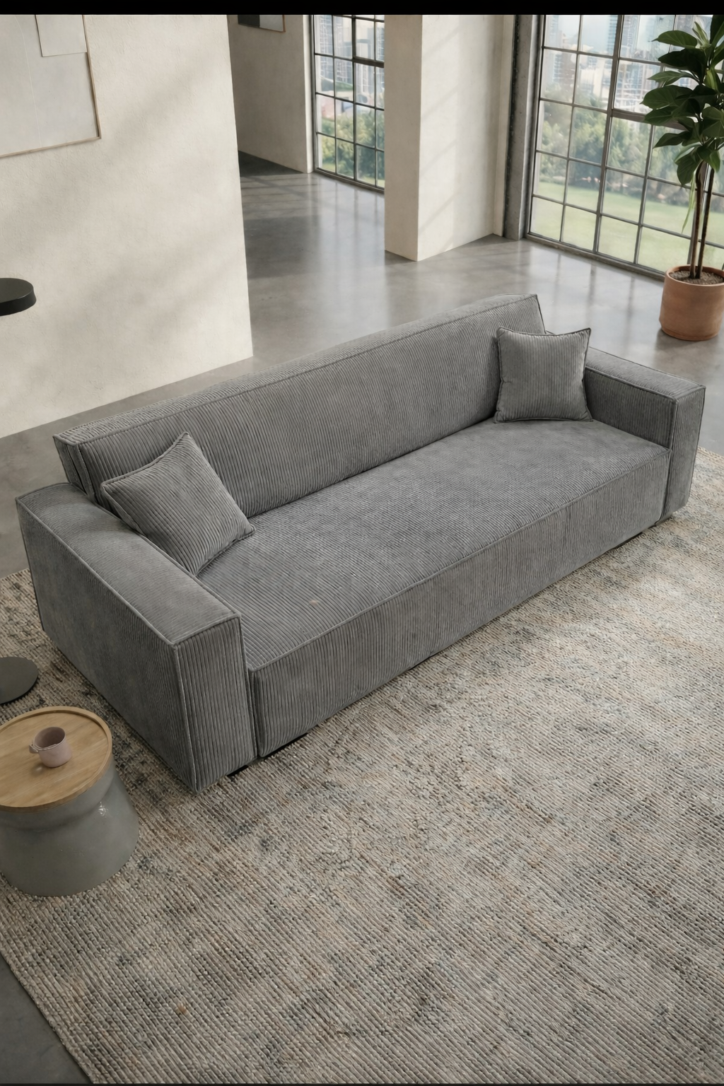 Grey 3 Seater Sofabed Polyester Fabric Viva Deluxe Sofa