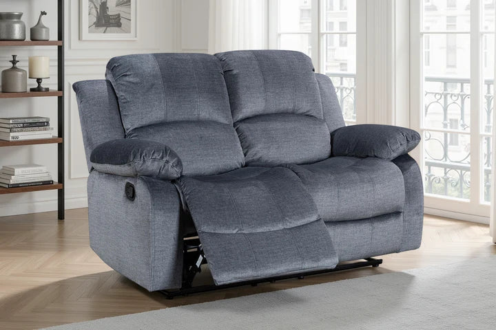 Chenille Fabric Grey 2 Seater Manual Recliner Sofa SETTEE