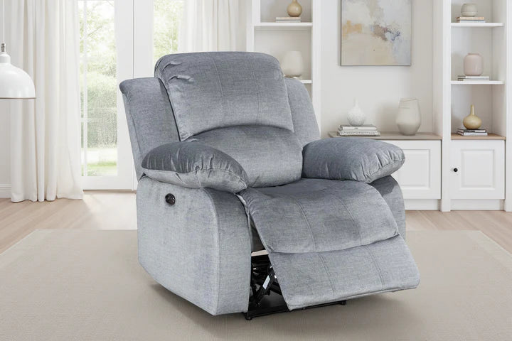 Chenille Fabric Grey Electric Recliner Chair SETTEE
