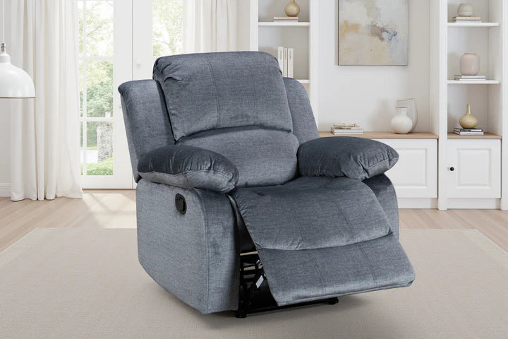 Chenille Fabric Grey Manual Recliner Chair SETTEE