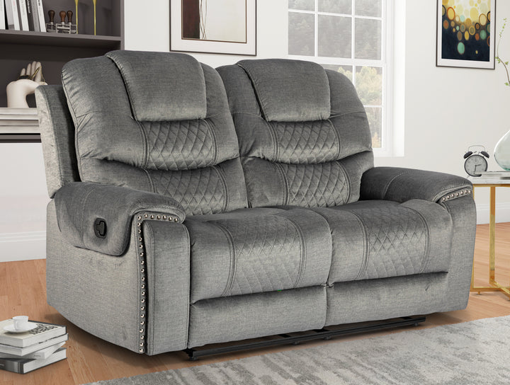 Chenille Fabric Grey 2 Seater Manual Recliner Sofa BELLEZZA