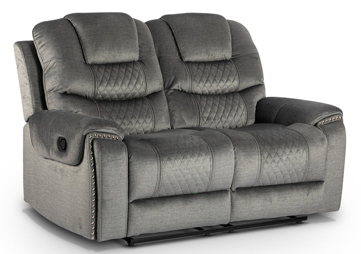 Chenille Fabric Grey 2 Seater Manual Recliner Sofa BELLEZZA