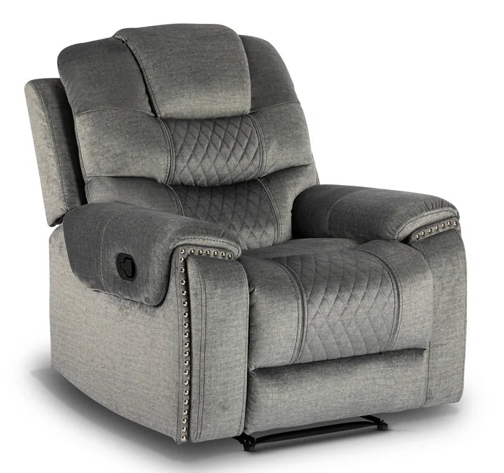 Chenille Fabric Grey Manual Recliner Chair BELLEZZA